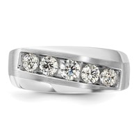 IBGoodman 10K White Gold 1 Carat Lab Grown Diamond VS SI+ G+ Five Stone Complete Men's Ring view 4