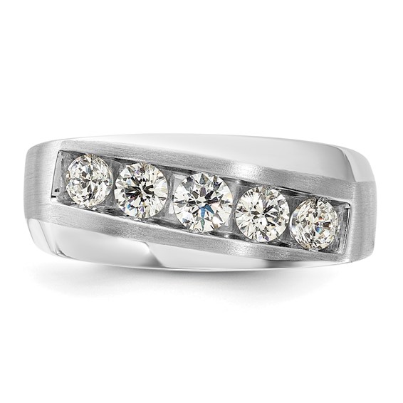 IBGoodman 10k White Gold 1 carat Lab Grown Diamond VS/SI+ G+ Five Stone Complete Men's Ring