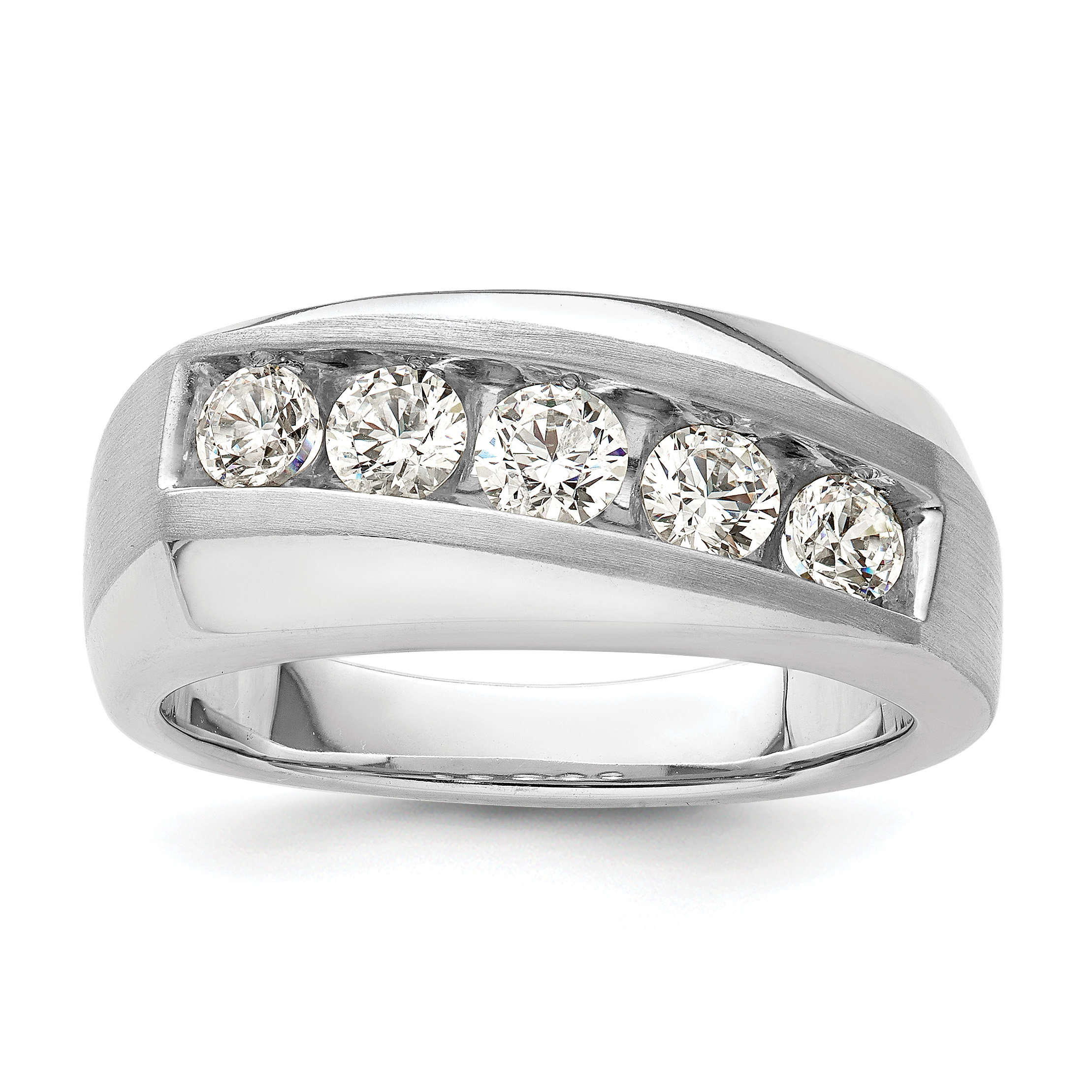 IBGoodman 10k White Gold 1 carat Lab Grown Diamond VS/SI+ G+ Five Stone Complete Men's Ring (RM9057-100-0WLG)