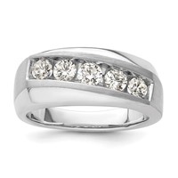 IBGoodman 10K White Gold 1 Carat Lab Grown Diamond VS SI+ G+ Five Stone Complete Men's Ring view 1