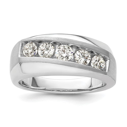 IBGoodman 10K White Gold 1 Carat Lab Grown Diamond VS SI+ G+ Five Stone Complete Men's Ring