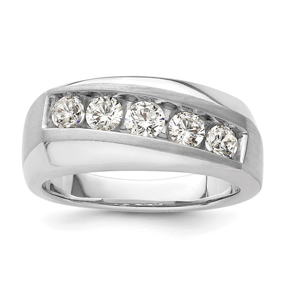 IBGoodman 10k White Gold 1 carat Lab Grown Diamond VS/SI+ G+ Five Stone Complete Men's Ring