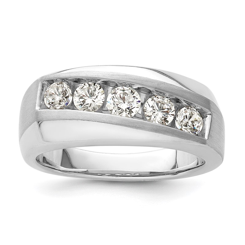 IBGoodman 10k White Gold 1 carat Lab Grown Diamond VS/SI+ G+ Five Stone Complete Men's Ring