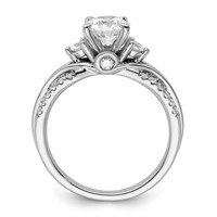 14K White Gold 0.38 Carat Lab Grown Diamond VS SI+ G+ 1 Carat Center Round Semi Mount Shared Prong Engagement Ring view 2