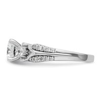 14K White Gold 0.38 Carat Lab Grown Diamond VS SI+ G+ 1 Carat Center Round Semi Mount Shared Prong Engagement Ring view 3