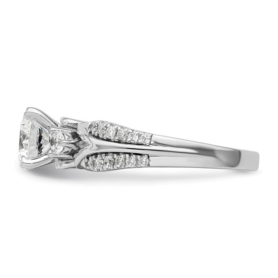 14k White Gold 3/8 carat Lab Grown Diamond VS/SI+ G+ 1 carat Center Round Semi Mount Shared Prong Engagement Ring