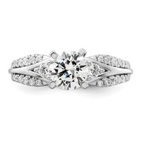 14K White Gold 0.38 Carat Lab Grown Diamond VS SI+ G+ 1 Carat Center Round Semi Mount Shared Prong Engagement Ring view 4