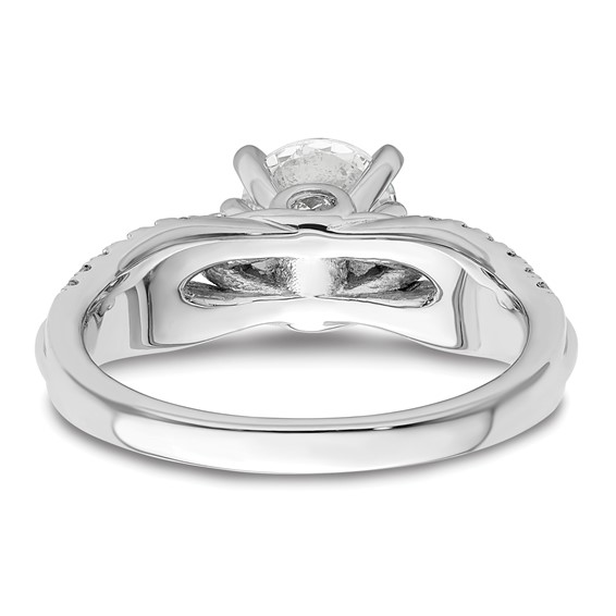14k White Gold 3/8 carat Lab Grown Diamond VS/SI+ G+ 1 carat Center Round Semi Mount Shared Prong Engagement Ring