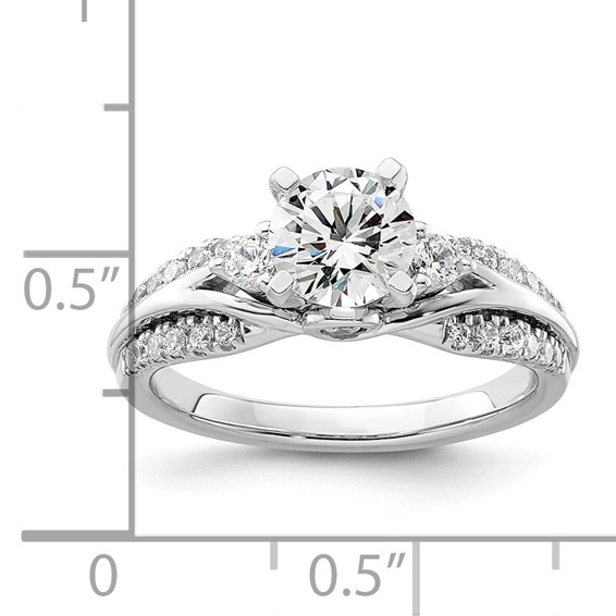 14k White Gold 3/8 carat Lab Grown Diamond VS/SI+ G+ 1 carat Center Round Semi Mount Shared Prong Engagement Ring