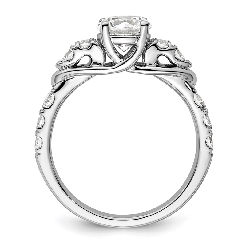 14k White Gold 5/8 carat Lab Grown Diamond VS/SI+ G+ 1 carat Center Round Semi Mount Shared Prong Engagement Ring