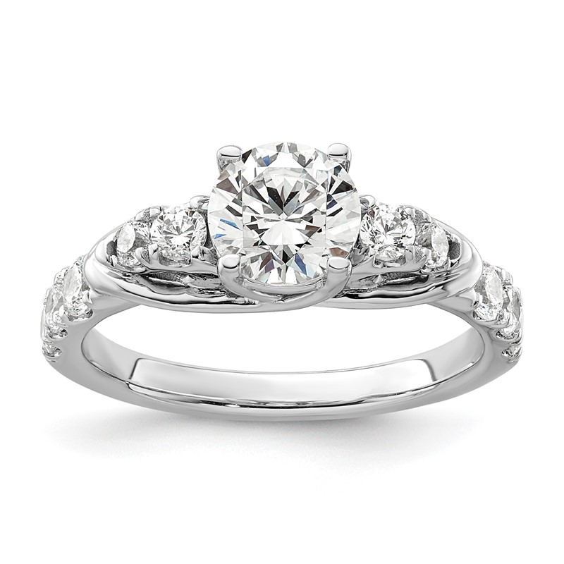 14k White Gold 5/8 carat Lab Grown Diamond VS/SI+ G+ 1 carat Center Round Semi Mount Shared Prong Engagement Ring