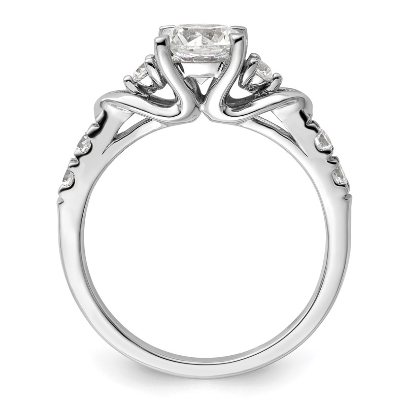 14k White Gold 1/3 carat Lab Grown Diamond VS/SI+ G+ 1 carat Center Round Semi Mount Shared Prong Engagement Ring