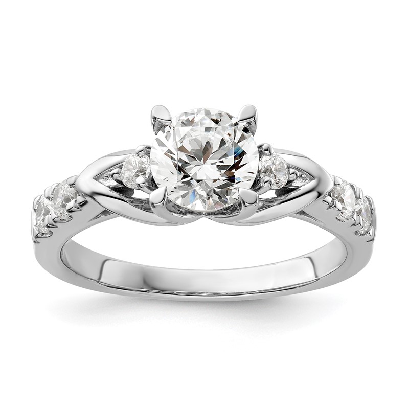 14k White Gold 1/3 carat Lab Grown Diamond VS/SI+ G+ 1 carat Center Round Semi Mount Shared Prong Engagement Ring