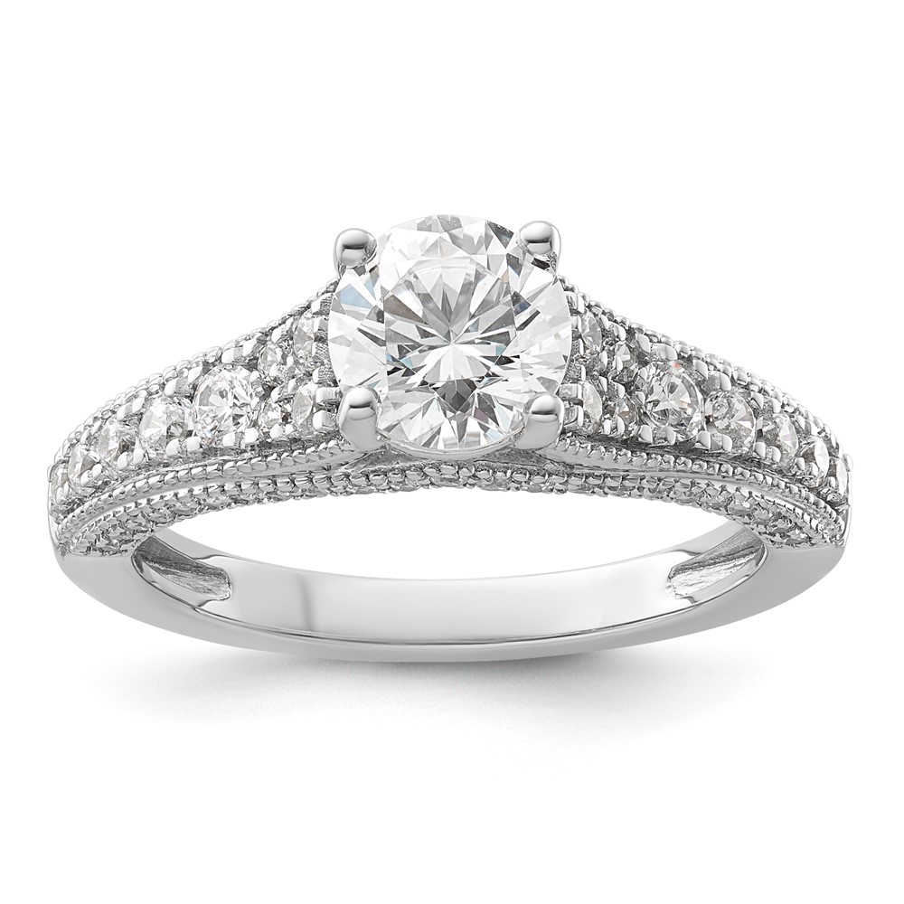 14K White Gold 1.62 Carat Lab Grown Diamond VS SI+ G+ Round Complete Engagement Ring