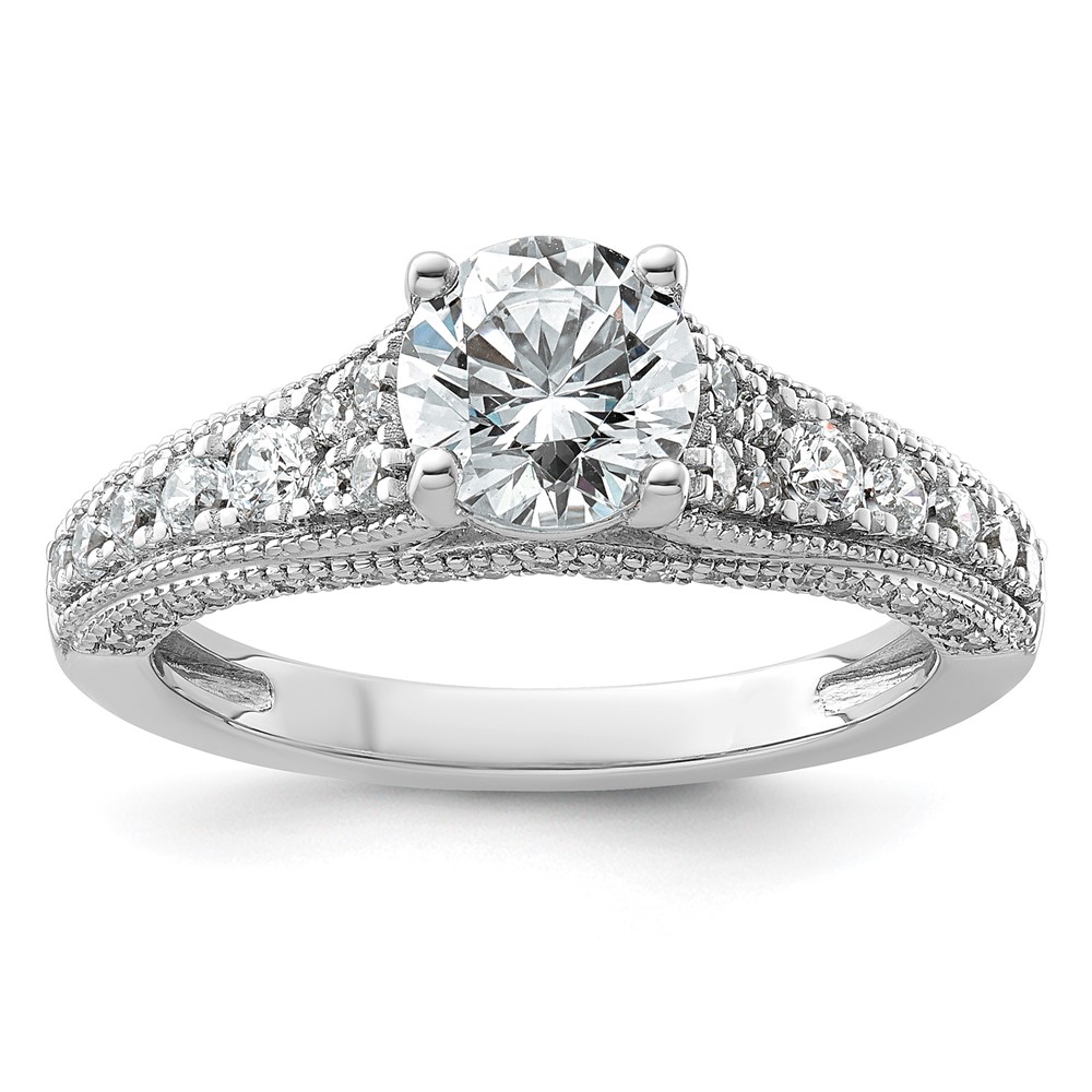 14K White Gold 1.62 Carat Certified Lab Grown Diamond VS+ F+ Round Complete Engagement Ring