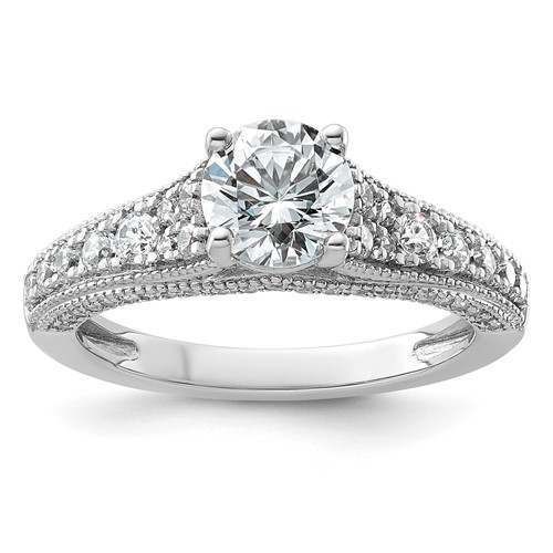 14K White Gold 1.62 Carat Certified Lab Grown Diamond VS+ F+ Round Complete Engagement Ring