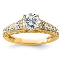 14K Yellow Gold 1.62 Carat Certified Lab Grown Diamond VS+ F+ Round Complete Engagement Ring view 1