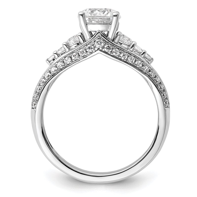 14k White Gold 1/2 carat Lab Grown Diamond VS/SI+ G+ 1 carat Center Round Semi Mount Channel Set Shared Prong Engagement Ring