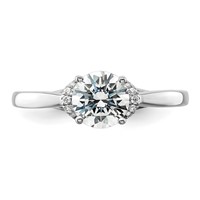 14K White Gold 0.05 Carat Lab Grown Diamond VS SI+ G+ 1 Carat Center Round Semi Mount Solitaire Engagement Ring view 4