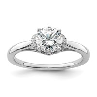 14K White Gold 0.05 Carat Lab Grown Diamond VS SI+ G+ 1 Carat Center Round Semi Mount Solitaire Engagement Ring view 1
