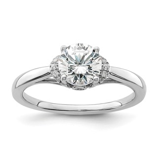 14k White Gold 1/20 carat Lab Grown Diamond VS/SI+ G+ 1 carat center Round Semi Mount Solitaire Engagement Ring