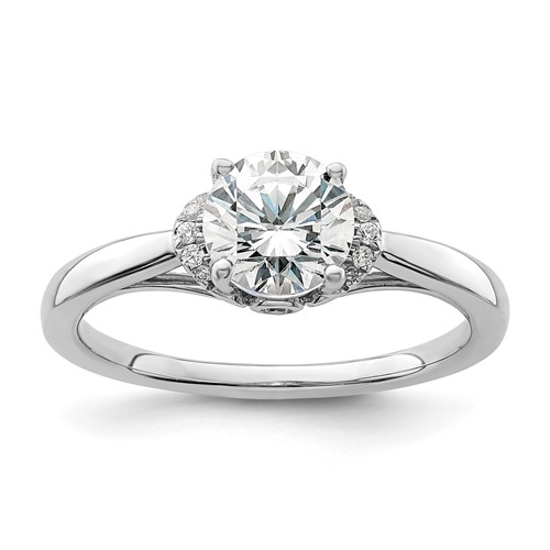 14K White Gold 1/20 Carat Lab Grown Diamond VS SI+ G+ 1 Carat Center Round Semi Mount Solitaire Engagement Ring