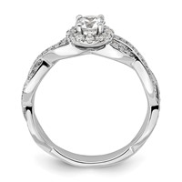 14K White Gold 0.75 Carat Lab Grown Diamond VS SI+ G+ Round Complete Fancy Halo Engagement Ring view 2