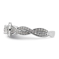 14K White Gold 0.75 Carat Lab Grown Diamond VS SI+ G+ Round Complete Fancy Halo Engagement Ring view 3