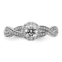 14K White Gold 0.75 Carat Lab Grown Diamond VS SI+ G+ Round Complete Fancy Halo Engagement Ring view 4