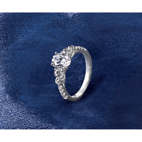 14k White Gold 3/4 carat Lab Grown Diamond VS/SI+ G+ 1 carat Center Oval Semi Mount Engagement Ring