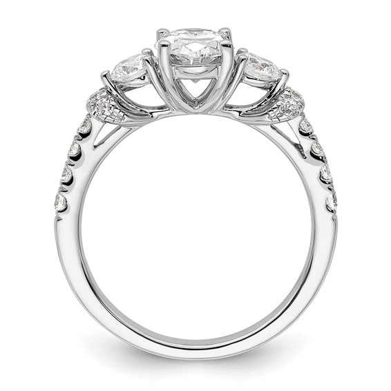 14k White Gold 3/4 carat Lab Grown Diamond VS/SI+ G+ 1 carat Center Oval Semi Mount Engagement Ring