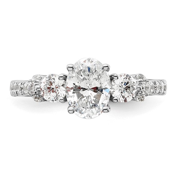 14k White Gold 3/4 carat Lab Grown Diamond VS/SI+ G+ 1 carat Center Oval Semi Mount Engagement Ring