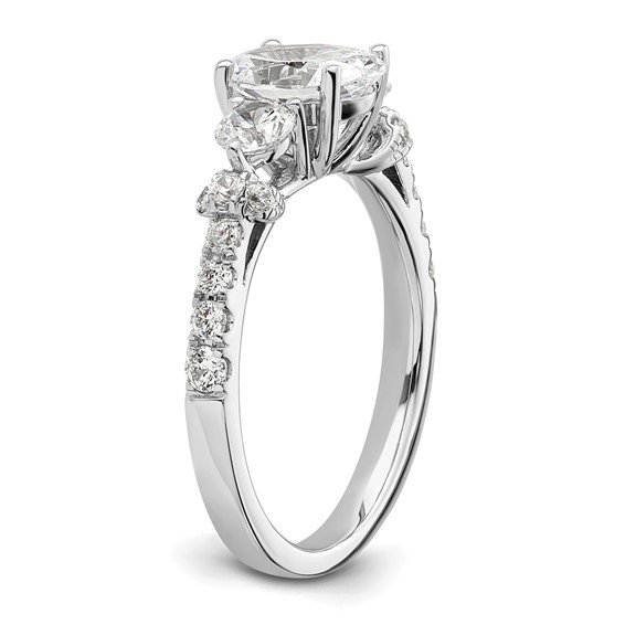 14k White Gold 3/4 carat Lab Grown Diamond VS/SI+ G+ 1 carat Center Oval Semi Mount Engagement Ring