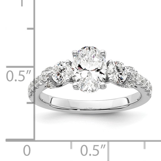 14k White Gold 3/4 carat Lab Grown Diamond VS/SI+ G+ 1 carat Center Oval Semi Mount Engagement Ring