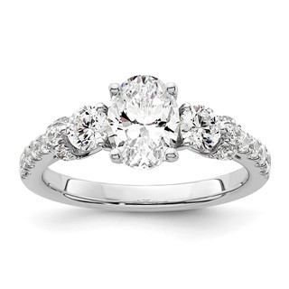 14k White Gold 3/4 carat Lab Grown Diamond VS/SI+ G+ 1 carat Center Oval Semi Mount Engagement Ring