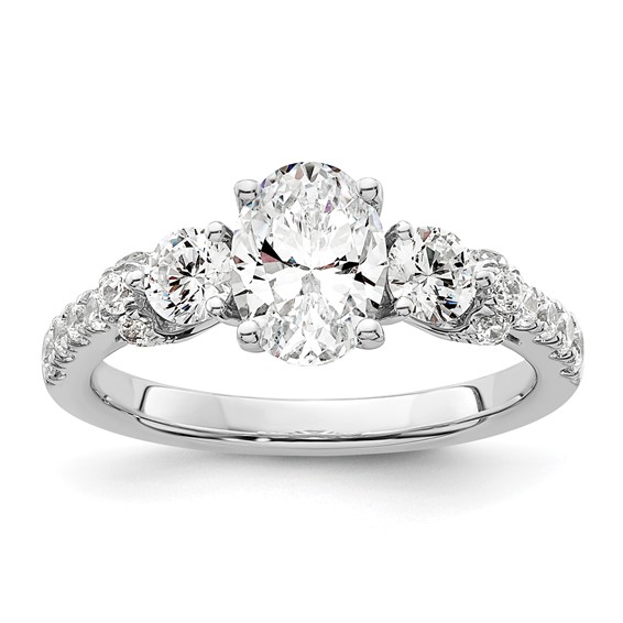 14k White Gold 3/4 carat Lab Grown Diamond VS/SI+ G+ 1 carat Center Oval Semi Mount Engagement Ring
