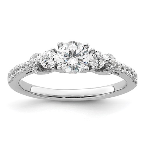 14K White Gold 0.38 Carat Lab Grown Diamond VS SI+ G+ 0.50 Carat Center Semi Mount Engagement Ring