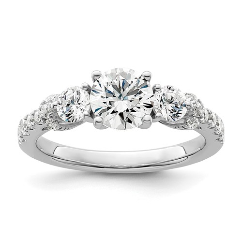 14K White Gold 0.75 Carat Lab Grown Diamond VS SI+ G+ 1 Carat Center Semi Mount Engagement Ring