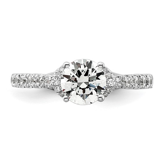 14k White Gold 1/3 carat Lab Grown Diamond VS/SI+ G+ 1 carat center Round Semi Mount Engagement Ring