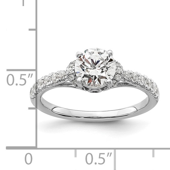 14k White Gold 1/3 carat Lab Grown Diamond VS/SI+ G+ 1 carat center Round Semi Mount Engagement Ring