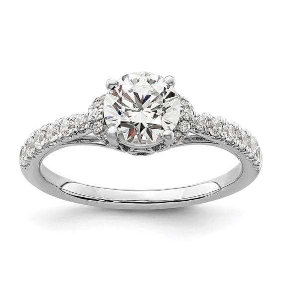 14k White Gold 1/3 carat Lab Grown Diamond VS/SI+ G+ 1 carat center Round Semi Mount Engagement Ring