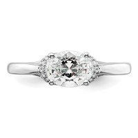 14K White Gold 0.05 Carat Lab Grown Diamond VS SI+ G+ 1 Carat Center East-West Oval Semi Mount Engagement Ring view 4
