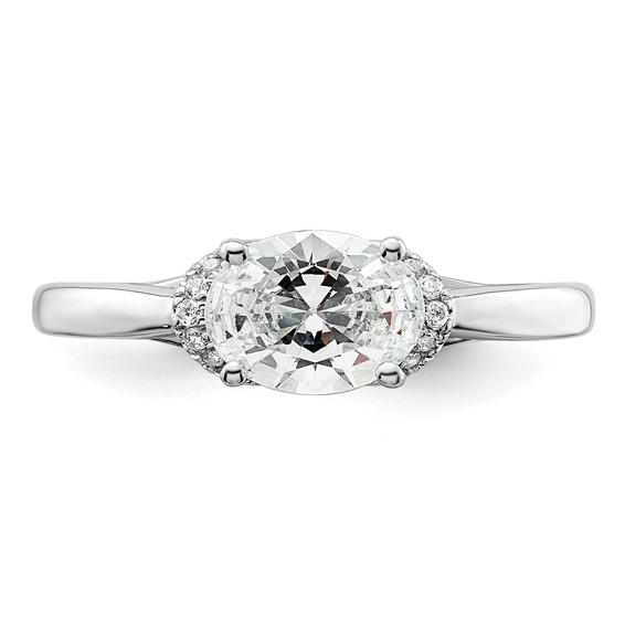 14k White Gold 1/20 carat Lab Grown Diamond VS/SI+ G+ 1 carat Center East-West Oval Semi Mount Engagement Ring