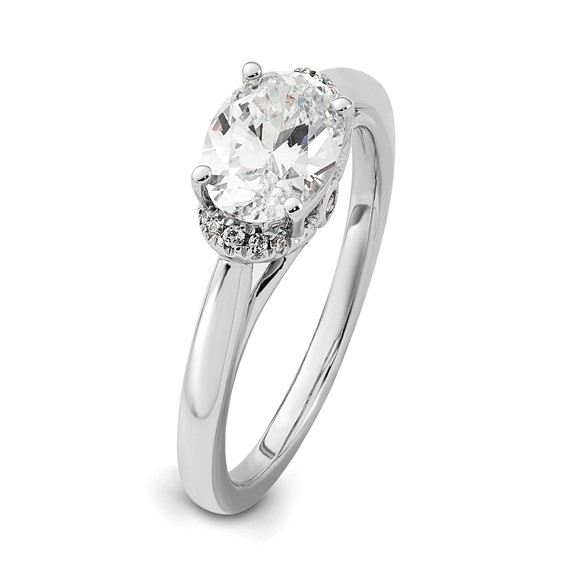 14k White Gold 1/20 carat Lab Grown Diamond VS/SI+ G+ 1 carat Center East-West Oval Semi Mount Engagement Ring