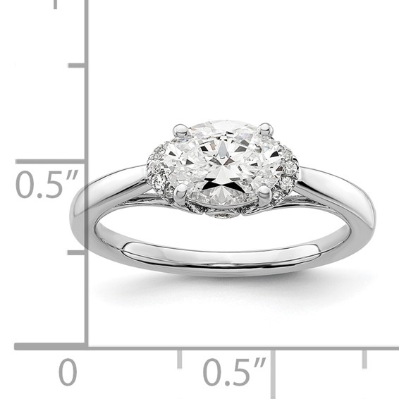 14k White Gold 1/20 carat Lab Grown Diamond VS/SI+ G+ 1 carat Center East-West Oval Semi Mount Engagement Ring