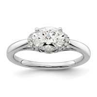 14K White Gold 0.05 Carat Lab Grown Diamond VS SI+ G+ 1 Carat Center East-West Oval Semi Mount Engagement Ring view 1