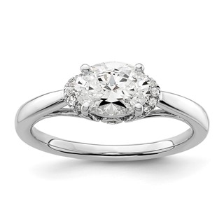 14k White Gold 1/20 carat Lab Grown Diamond VS/SI+ G+ 1 carat Center East-West Oval Semi Mount Engagement Ring