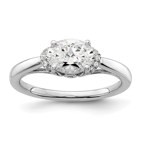 14k White Gold 1/20 carat Lab Grown Diamond VS/SI+ G+ 1 carat Center East-West Oval Semi Mount Engagement Ring