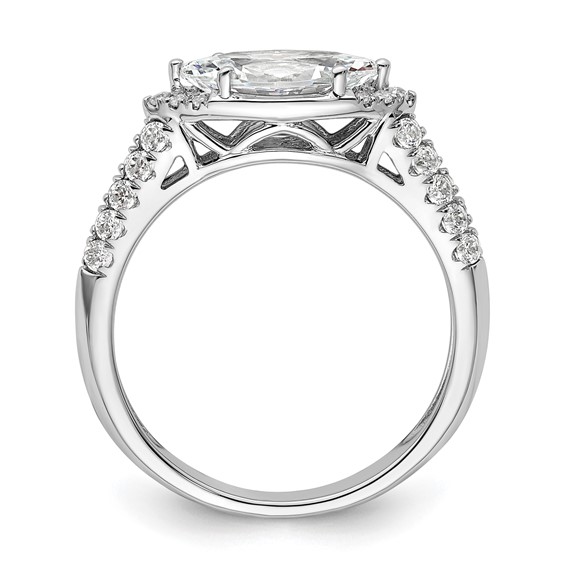14k White Gold 1/3 carat Lab Grown Diamond VS/SI+ G+ 1 carat Center East-West Marquise Semi Mount Engagement Ring