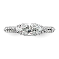 14K White Gold 0.33 Carat Lab Grown Diamond VS SI+ G+ 1 Carat Center East-West Marquise Semi Mount Engagement Ring view 4
